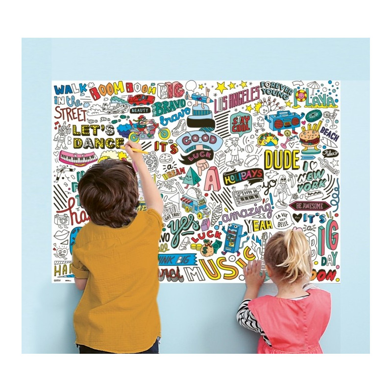 Poster Géant avec Stickers Street Art - Omy