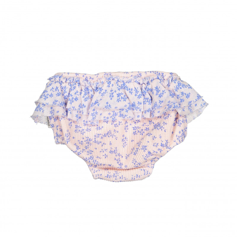 Baby Bloomer à Volants Rose Pale imprimé Fleurs Bleu - Piupiuchick