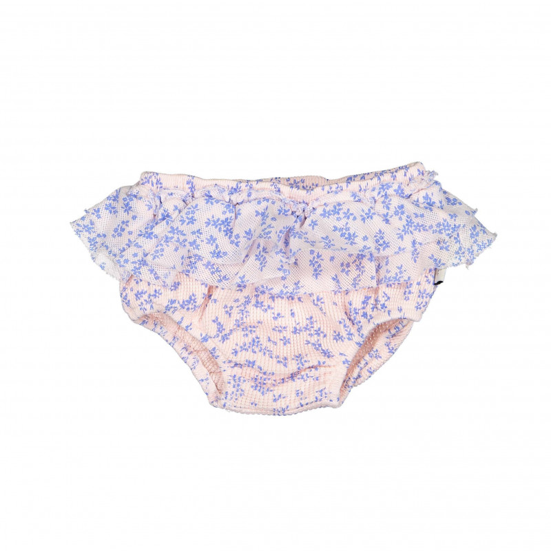Baby Bloomer à Volants Rose Pale imprimé Fleurs Bleu - Piupiuchick