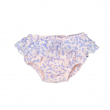 Baby Bloomer à Volants Rose Pale imprimé Fleurs Bleu - Piupiuchick