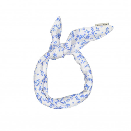 Foulard Bandana Blanc Imprimé Petites Fleurs Bleues, Piupiuchick