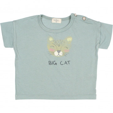 T-Shirt Imprimé Gros Chat Couleur Cactus - Buho