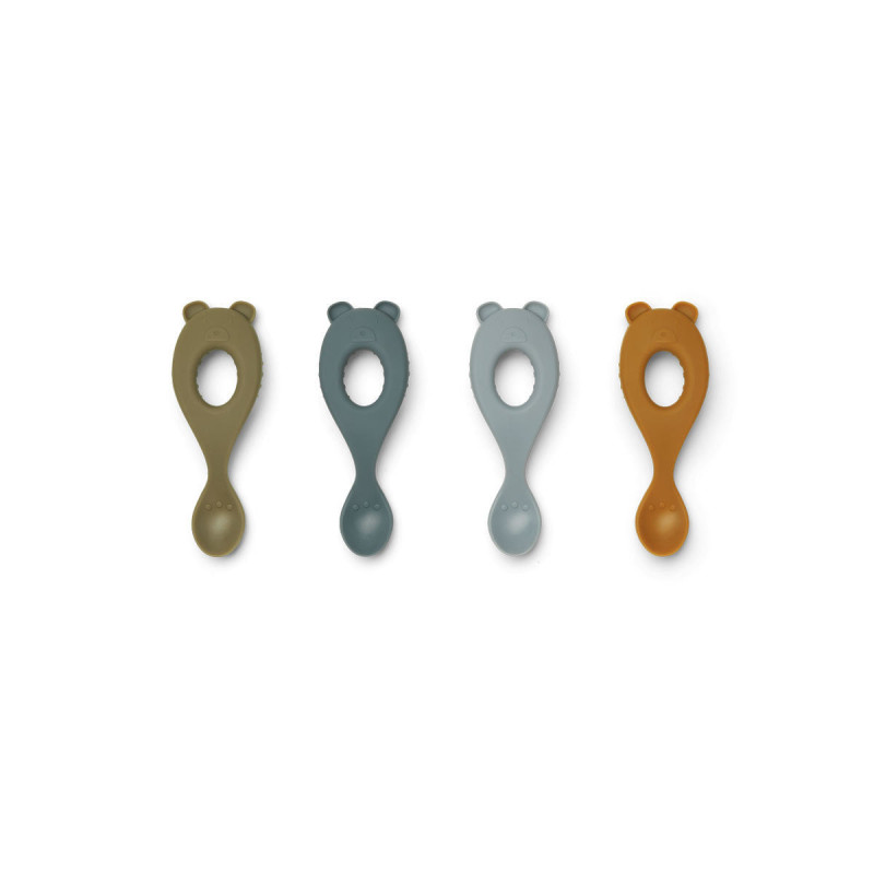 Lot de 4 Cuillères en Silicone Blue Multi Mix - Liewood