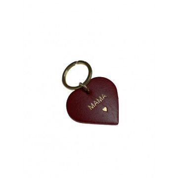 Porte-clés "MAMA" Coeur en Cuir Rouge - Fauvette Paris