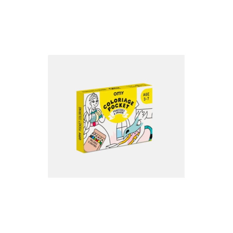 Coloriage de Poche Princesses et Dragon - OMY