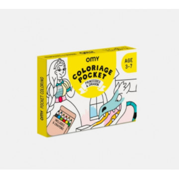 Coloriage de Poche Princesses et Dragon - OMY