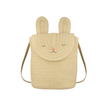 Sac à dos lapin en raphia -...