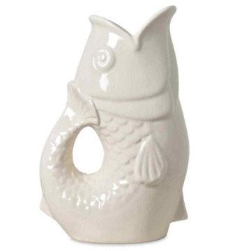 Vase poisson blanc cassé -...