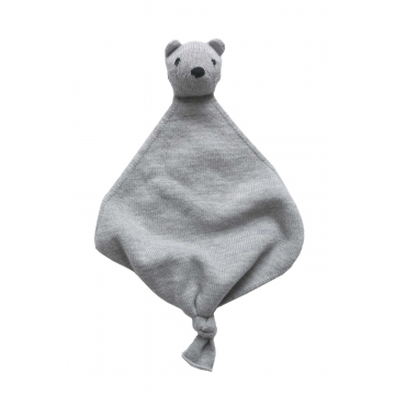 Doudou Ourson Laine Gris Mélangé - Hvid