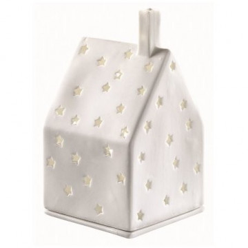 Photophore Maison de Noël avec Etoiles, en Porcelaine - Räder