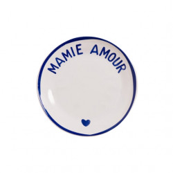 Assiette en porcelaine - Mamie amour/bleu - Emoi Emoi