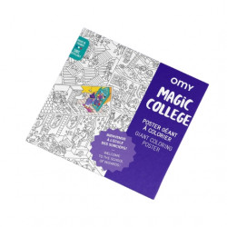 Poster géant à colorier et stickers - magic college - OMY