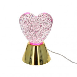 Lampe coeur - paillettes rose - Le petit souk