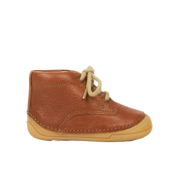 Boots à lacets - cognac -...