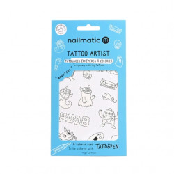 Lot de 12 tatouages à colorier - monstres - Nailmatic