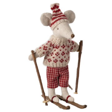 Souris Maman sur skis -...