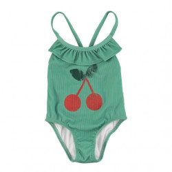 Maillot de bain à volants enfants - vert / cerise - Piupiuchick