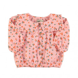 Blouse manches ballons enfants - rose / fleurs - Piupiuchick