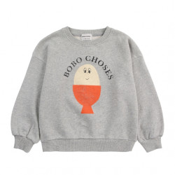 Sweatshirt enfant morning egg - gris clair - Bobo Choses