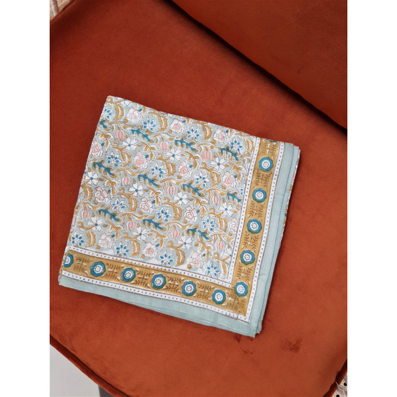 Foulard Absynthe Bleu ciel Fleuri - Bonheur du jour