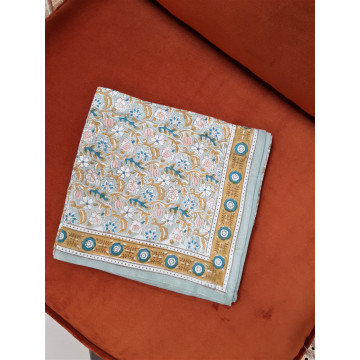 Foulard Absynthe Bleu ciel Fleuri - Bonheur du jour