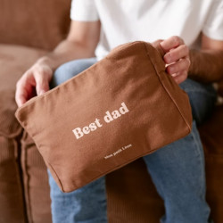 Mon petit Léon : Trousse de toilette "Best dad" - marron