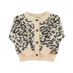 Piupiuchick : Cardigan bébé - light pink / black animal print