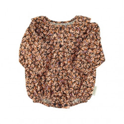 Piupiuchick : Barboteuse - light pink / brown flowers