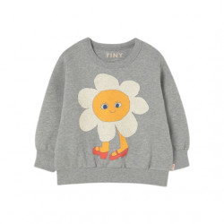 Tiny Cottons : Sweatshirt Flower graphic enfant - medium grey
