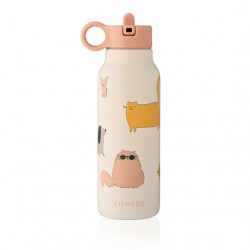 Liewood : Gourde Falk 350ml - cats and dogs / sandy