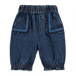Emile et Ida : Pantalon brodé denim bébé