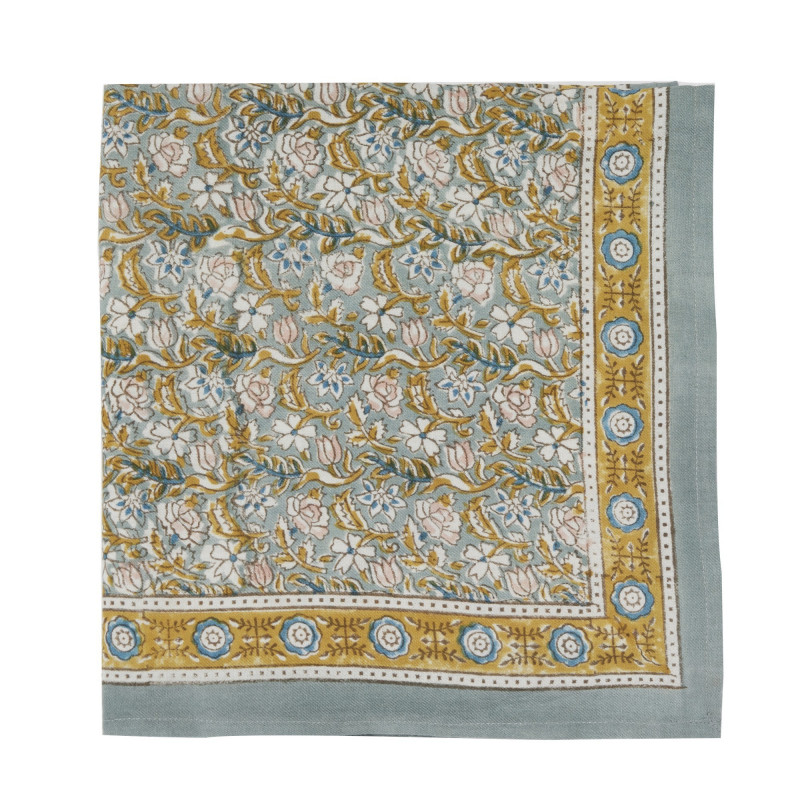 Foulard Absynthe Bleu ciel Fleuri - Bonheur du jour