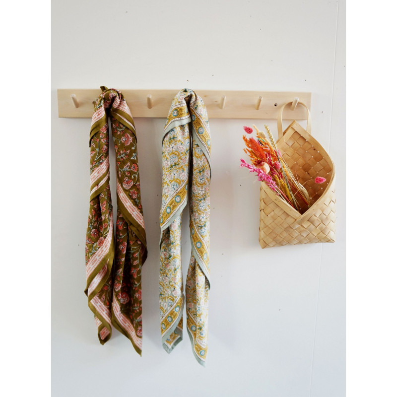 Foulard Absynthe Bleu ciel Fleuri - Bonheur du jour