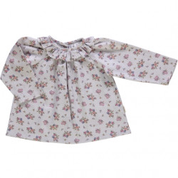 Poudre Organic : Blouse Charme fleuri bébé - rose/gris