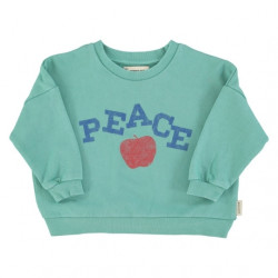 Piupiuchick : Sweatshirt peace print enfant - turquoise