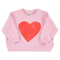 Piupiuchick : Sweatshirt imprimé coeur enfant - lila/rouge
