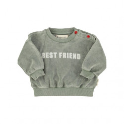 Piupiuchick : Sweatshirt "bestfriend" bébé - vert délavé