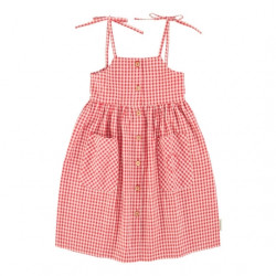 Piupiuchick : Robe longue vichy enfant - rouge/écru