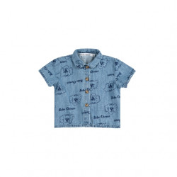 Bobochoses : Chemise Pickles the dog all over denim bébé - light blue