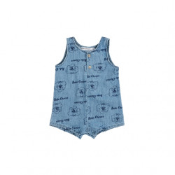 Bobochoses : Combinaison Pickles the dog all over denim bébé - light blue