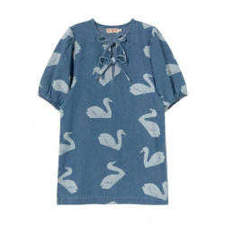 Tiny Cottons : Robe imprimé cygnes enfant - denim bleu