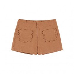 Émile & Ida : Short poche fleurs canvas enfant - brownie