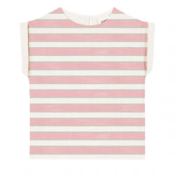Studio Boheme : T-shirt Praslin rayé enfant - strawberry/pistachio
