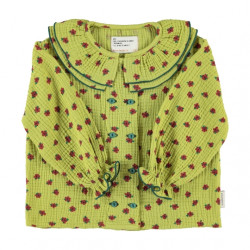 Piupiuchick : Blouse à double col Claudine enfant - écru/fleurs