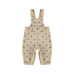 Piupiuchick : Salopette bébé - beige/coeurs noirs