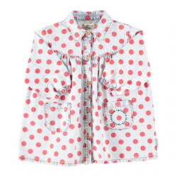 Piupiuchick : Robe denim enfant - bleu clair/pois rouges