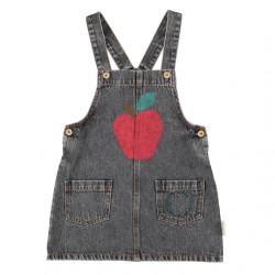 Piupiuchick : Robe denim enfant - noir délavé/pomme