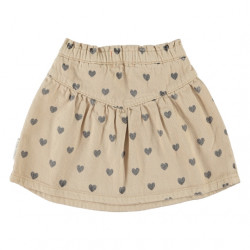 Piupiuchick : Jupe enfant - beige/coeurs noirs