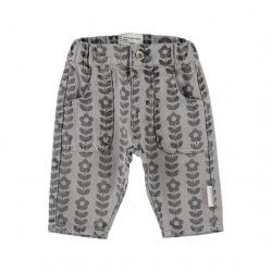 Piupiuchick : Pantalon bébé - gris/fleurs noires
