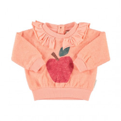 Piupiuchick : Sweat-shirt à col bébé - rose/pomme